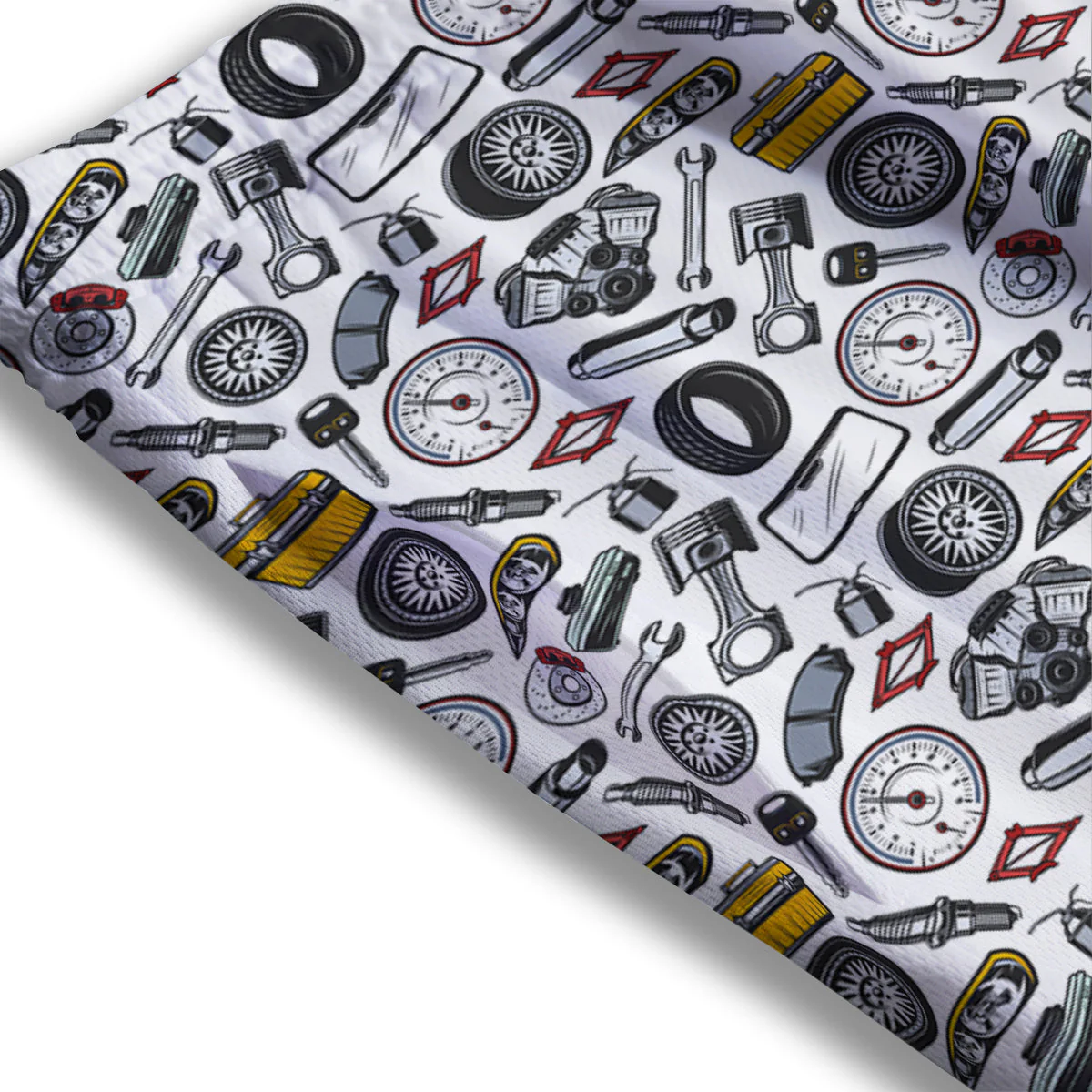 Car Vehicle Accessories Print Pattern Mesh Shorts - Image 3