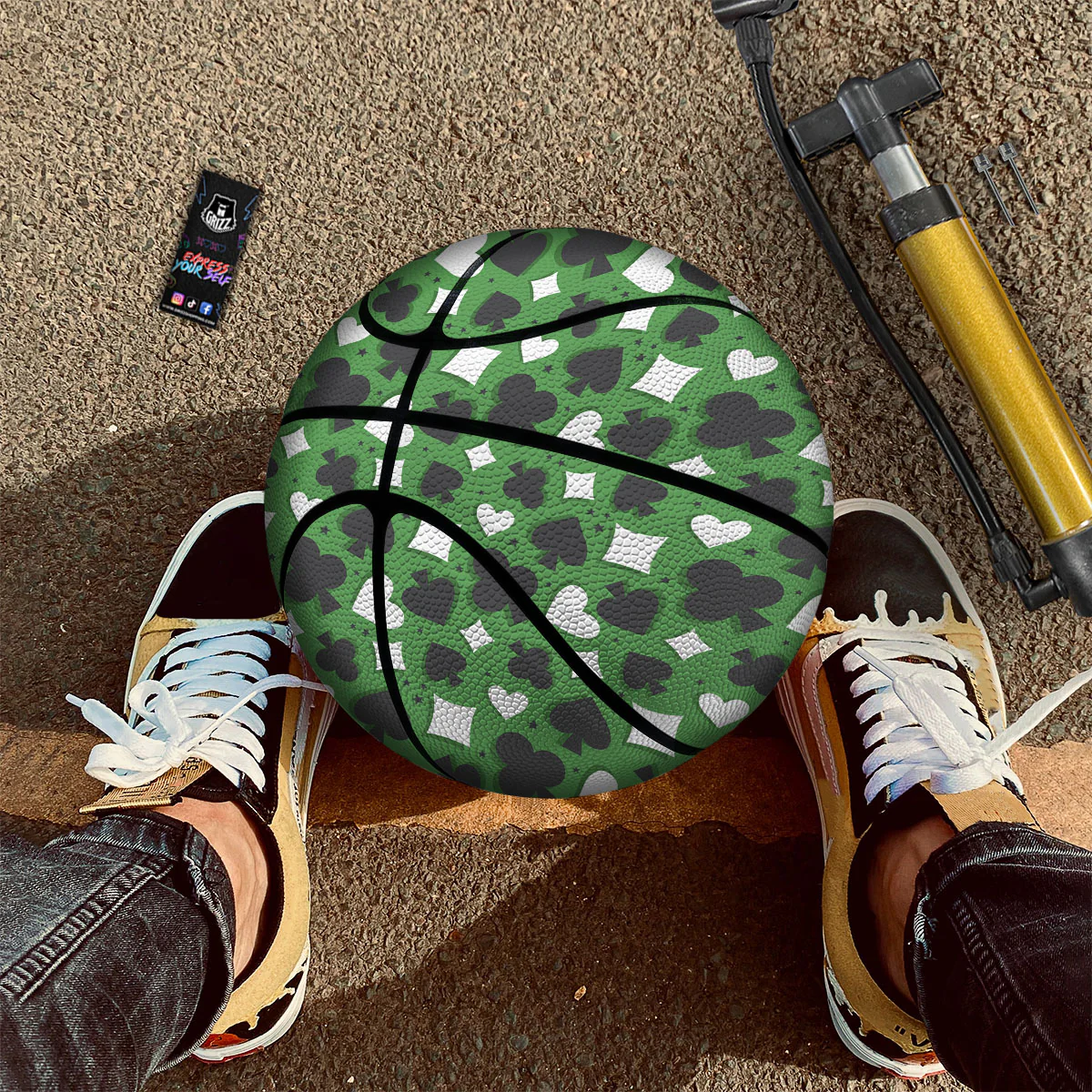 Card Suits Green Playing Print Pattern Basketball - Image 2