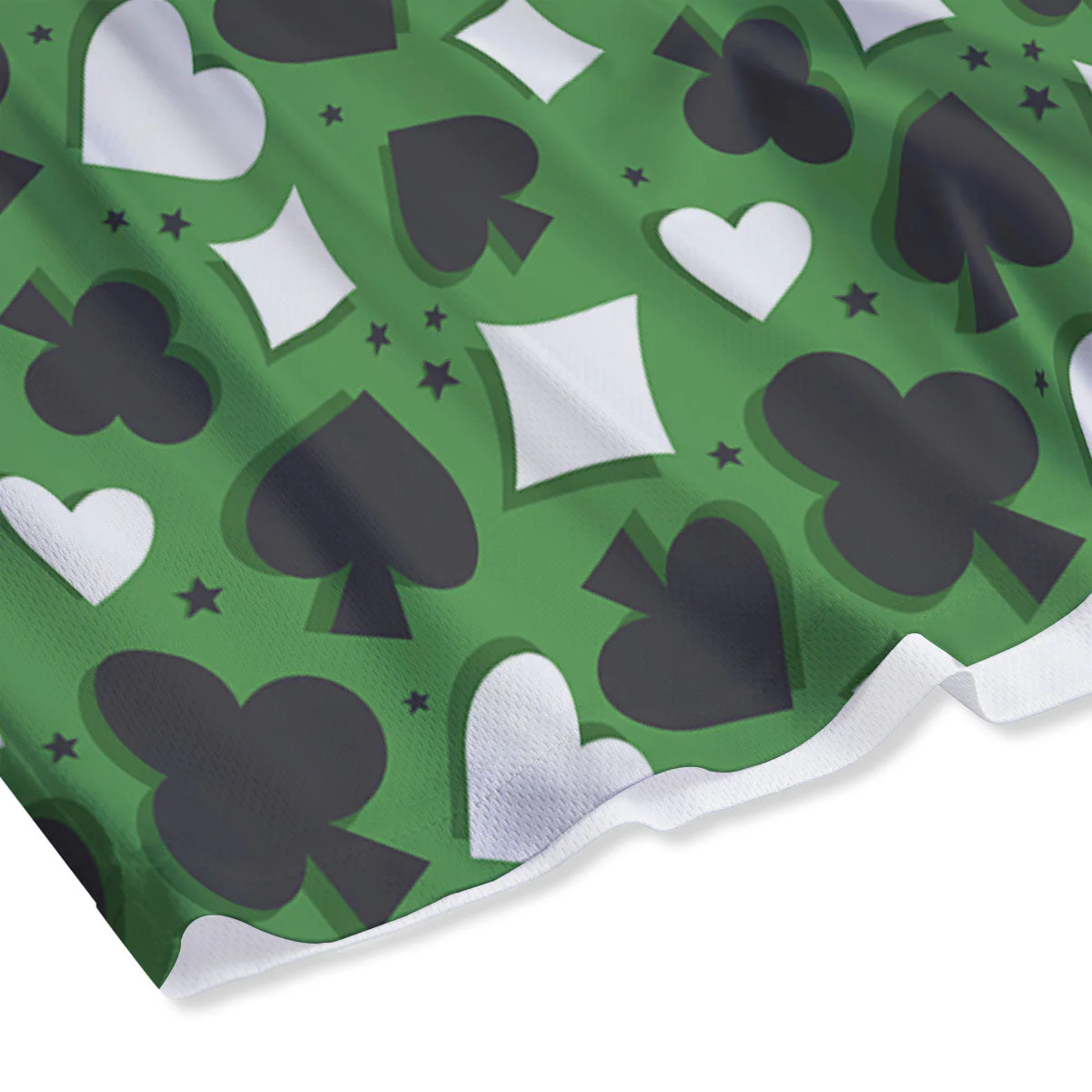 Card Suits Green Playing Print Pattern Mesh Shorts - Image 4