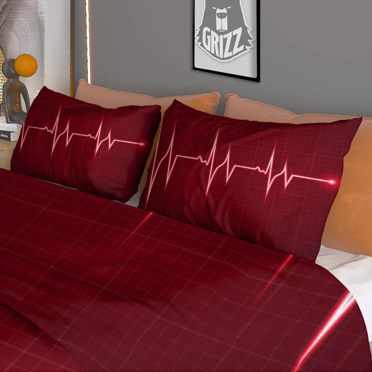 Cardiogram Heartbeat Print Duvet Cover Bedding Set - Image 3