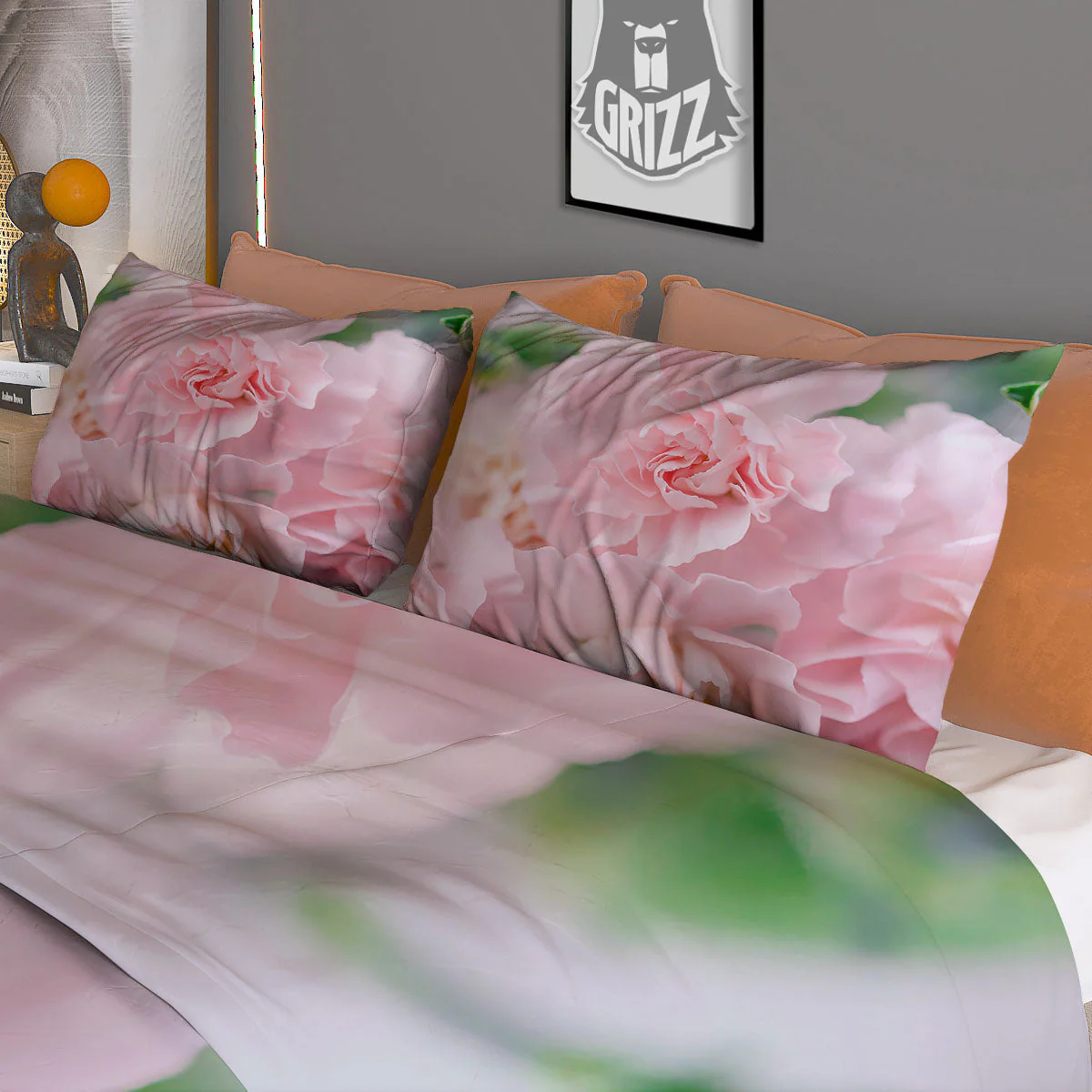 Carnation Flower Pink Print Duvet Cover Bedding Set - Image 3