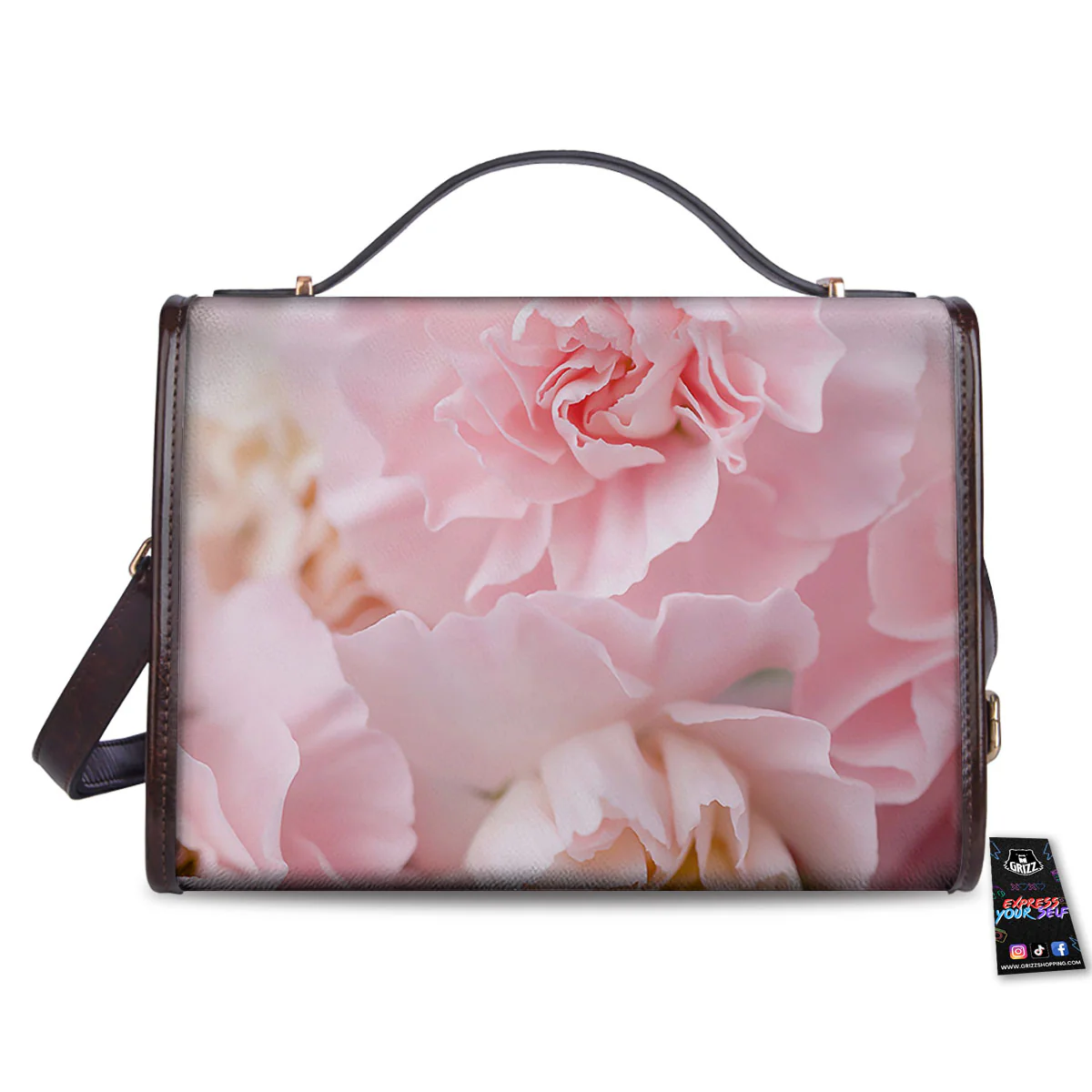 Carnation Flower Pink Print Women's Satchel Bag - Image 2