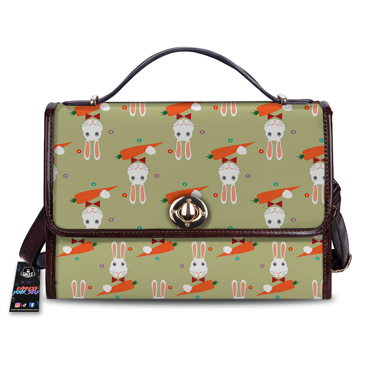 Carrot And Rabbit Print Pattern Women's Satchel Bag