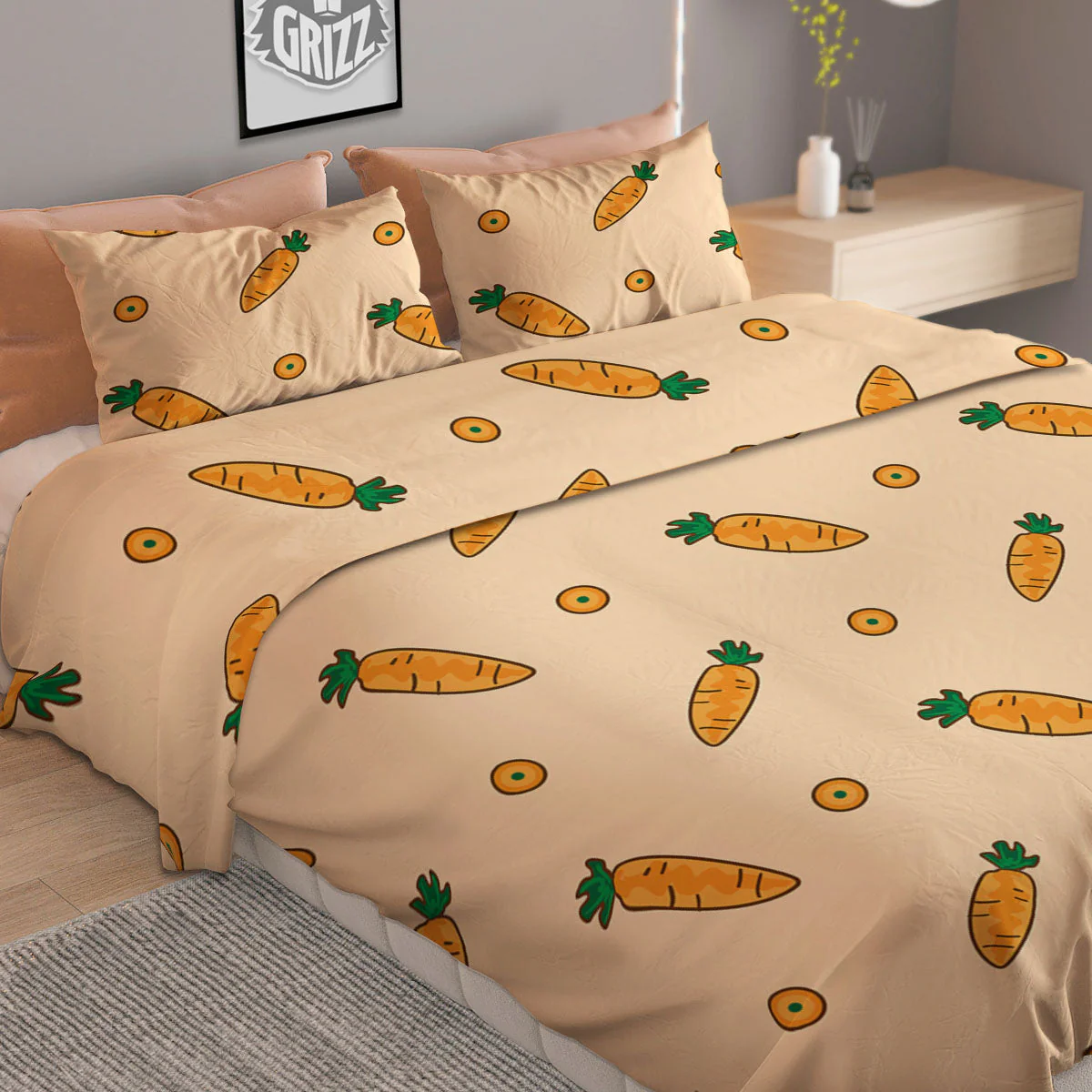 Carrot Little Print Pattern Duvet Cover Bedding Set - Image 2