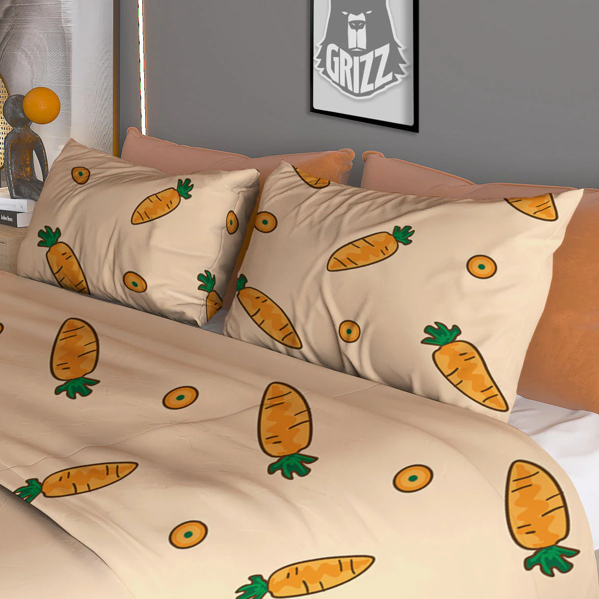Carrot Little Print Pattern Duvet Cover Bedding Set - Image 3