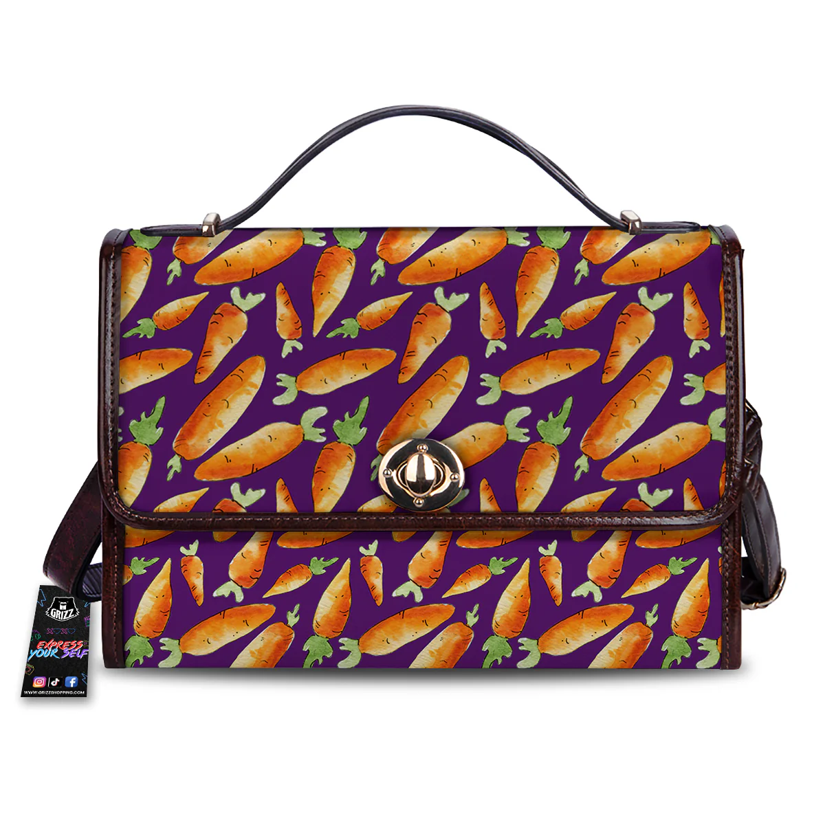 Carrot Watercolor Print Pattern Women's Satchel Bag