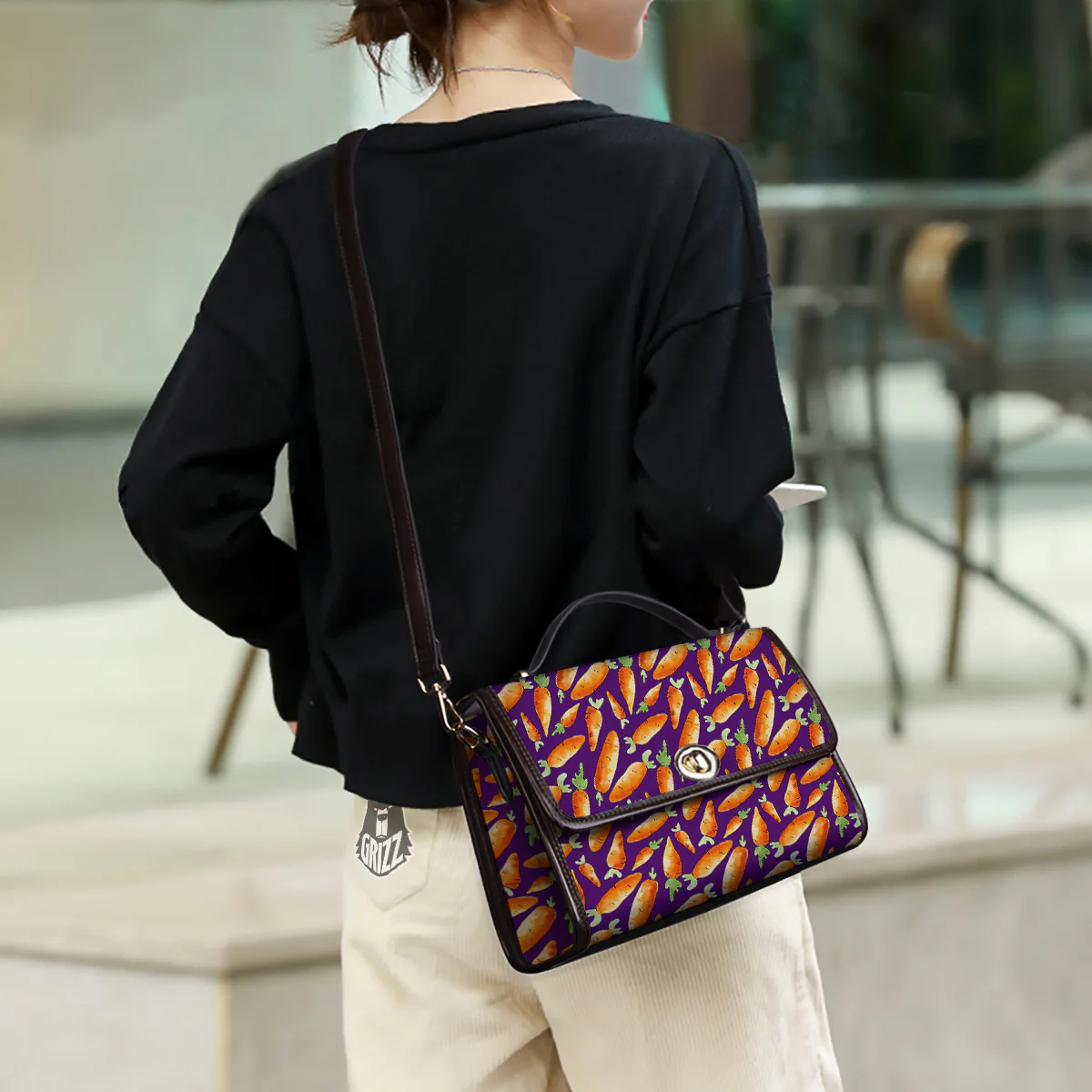 Carrot Watercolor Print Pattern Women's Satchel Bag - Image 3
