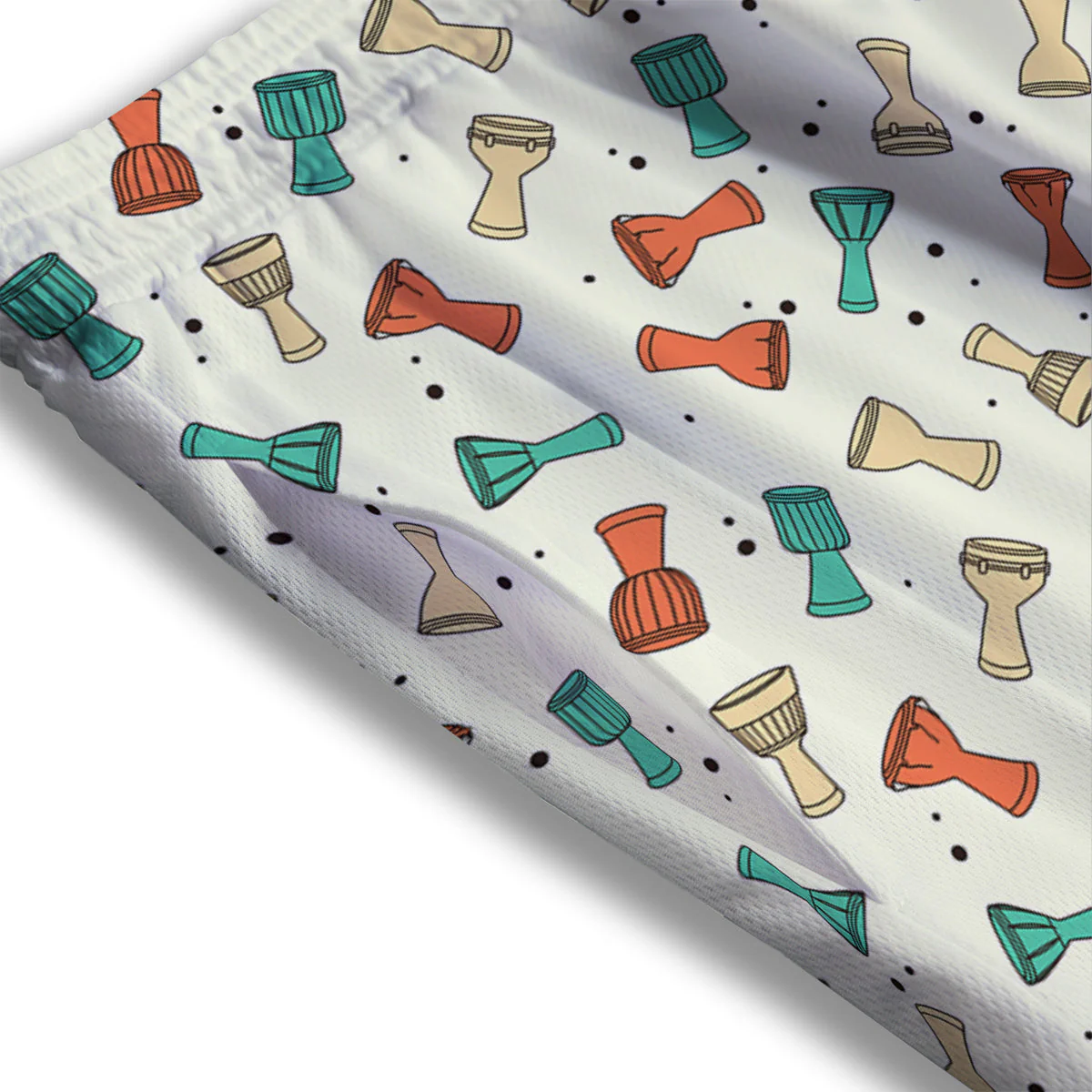 Cartoon Drum Print Pattern Mesh Shorts - Image 3