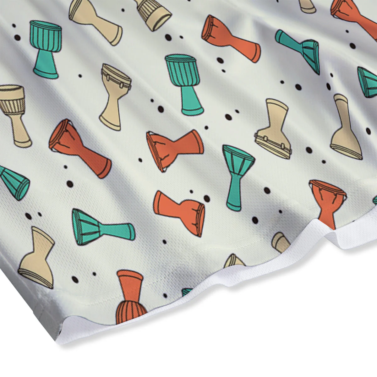 Cartoon Drum Print Pattern Mesh Shorts - Image 4