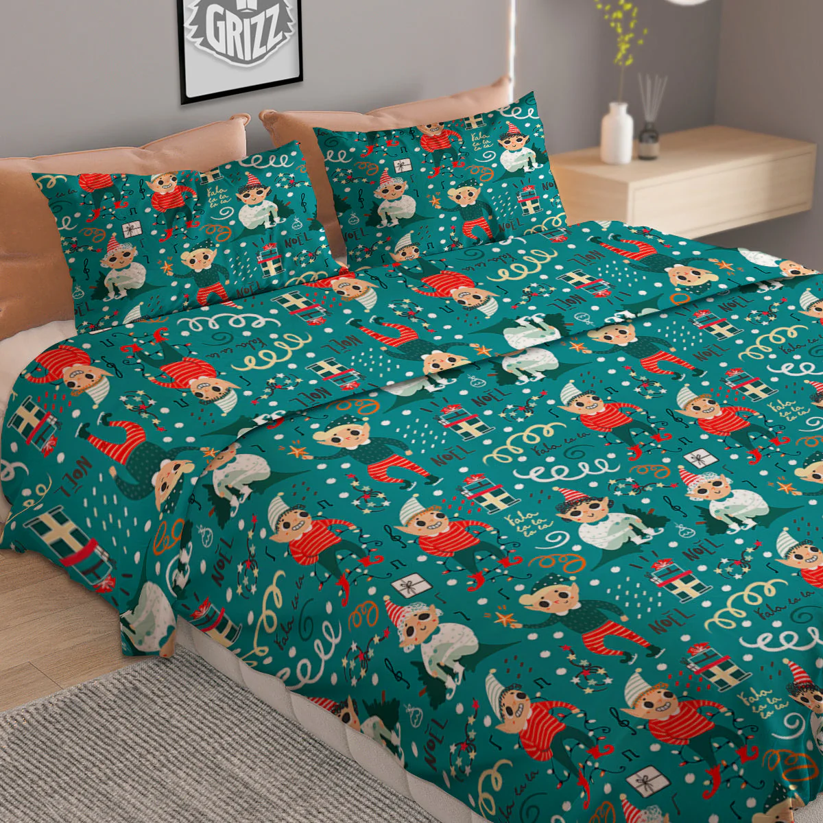 Cartoon Elf Print Pattern Duvet Cover Bedding Set - Image 2