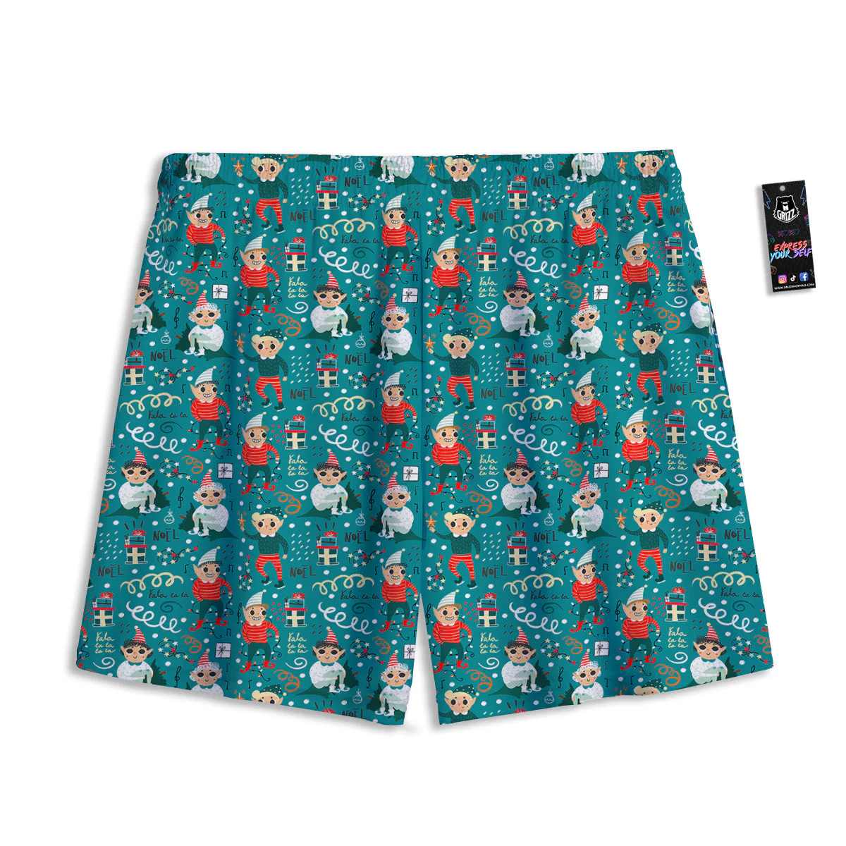 Cartoon Elf Print Pattern Mesh Shorts - Image 2