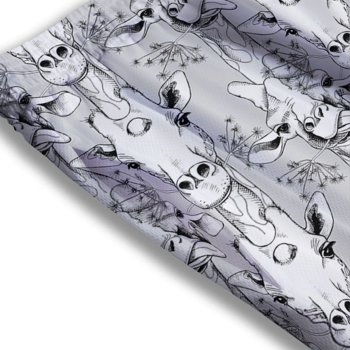 Cartoon Giraffe White And Black Print Mesh Shorts - Image 3