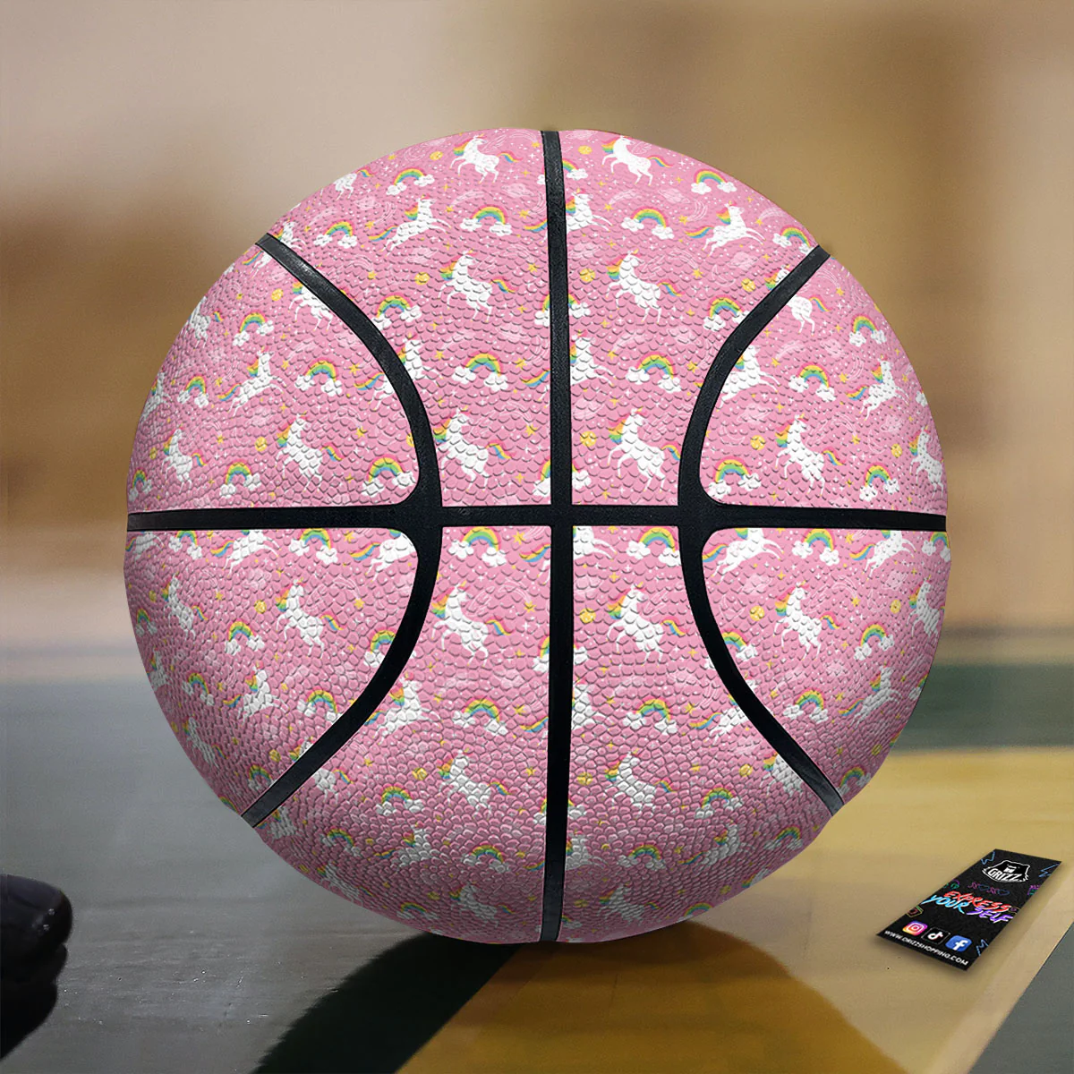 Cartoon Girly Unicorn Print Pattern Basketball