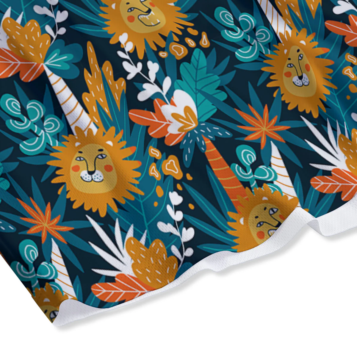Cartoon Lion And Forest Print Pattern Mesh Shorts - Image 4