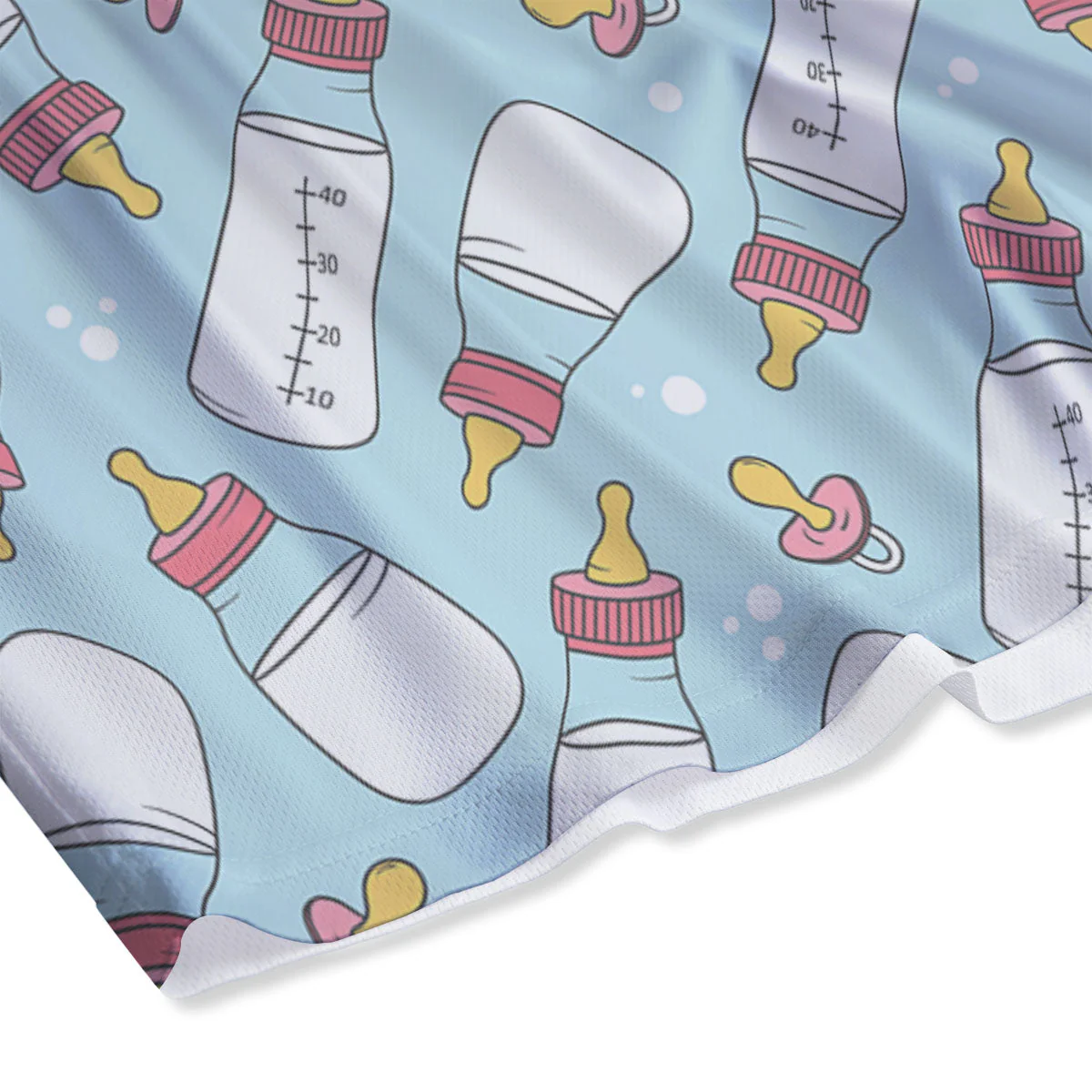 Cartoon Milk Bottle Print Pattern Mesh Shorts - Image 4