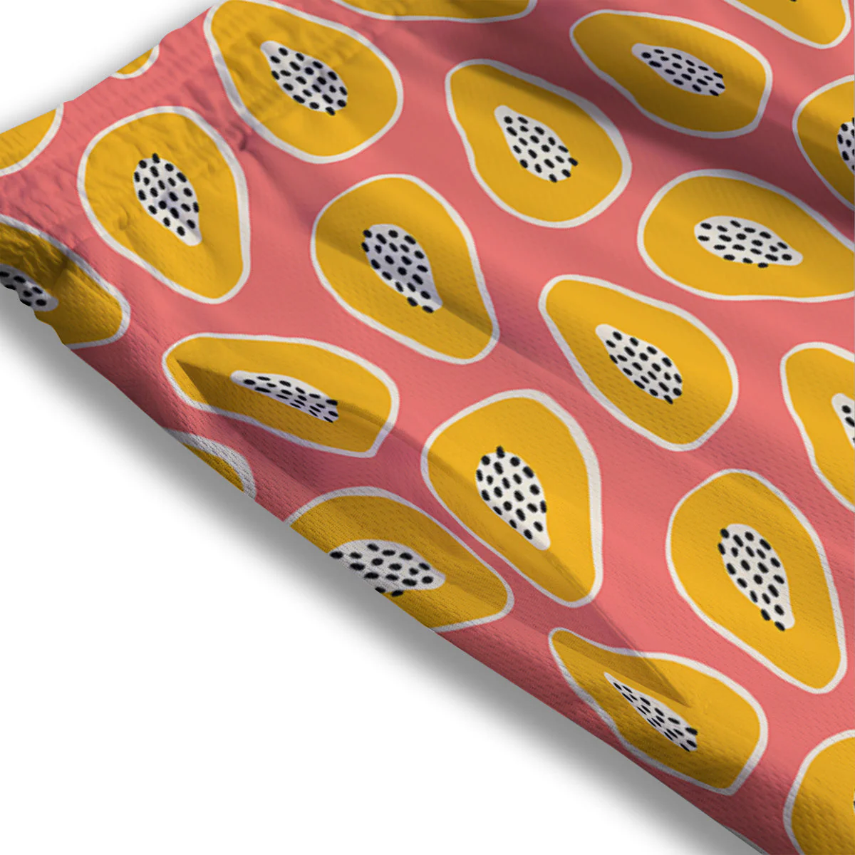 Cartoon Papaya Pink Print Pattern Mesh Shorts - Image 3