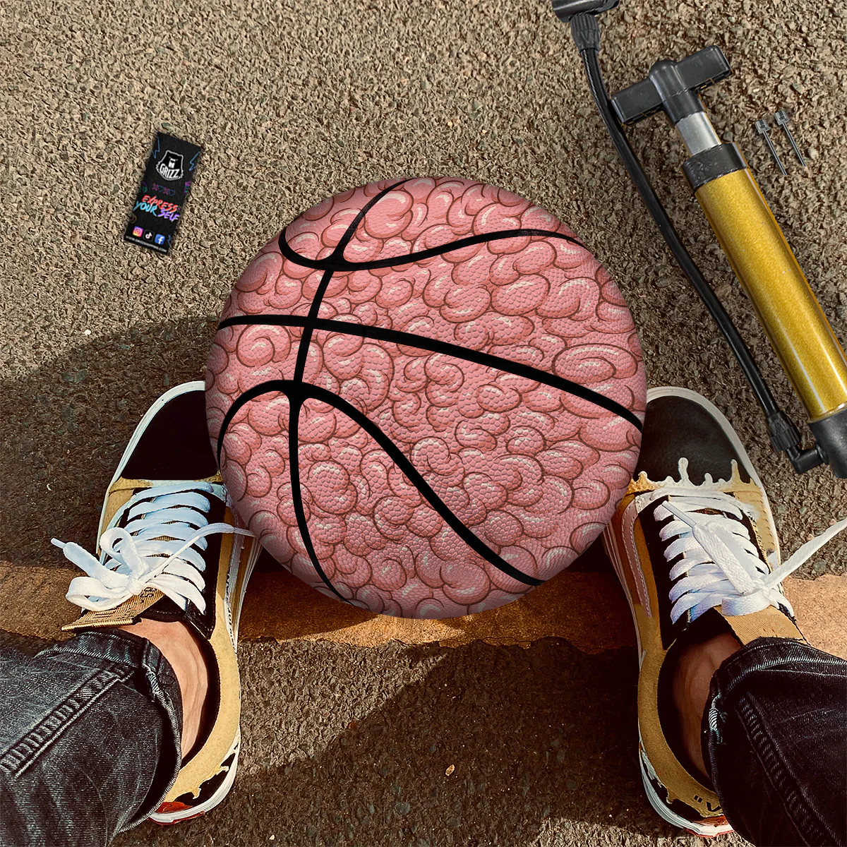 Cartoon Pink Brain Print Pattern Basketball - Image 2