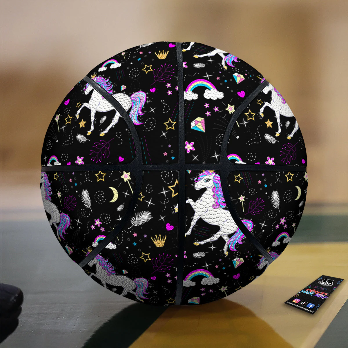 Cartoon Unicorn Dream Print Pattern Basketball