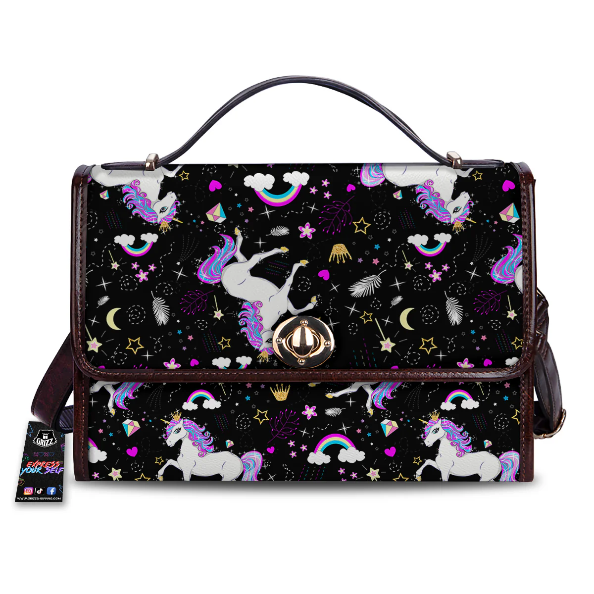 Cartoon Unicorn Dream Print Pattern Women's Satchel Bag
