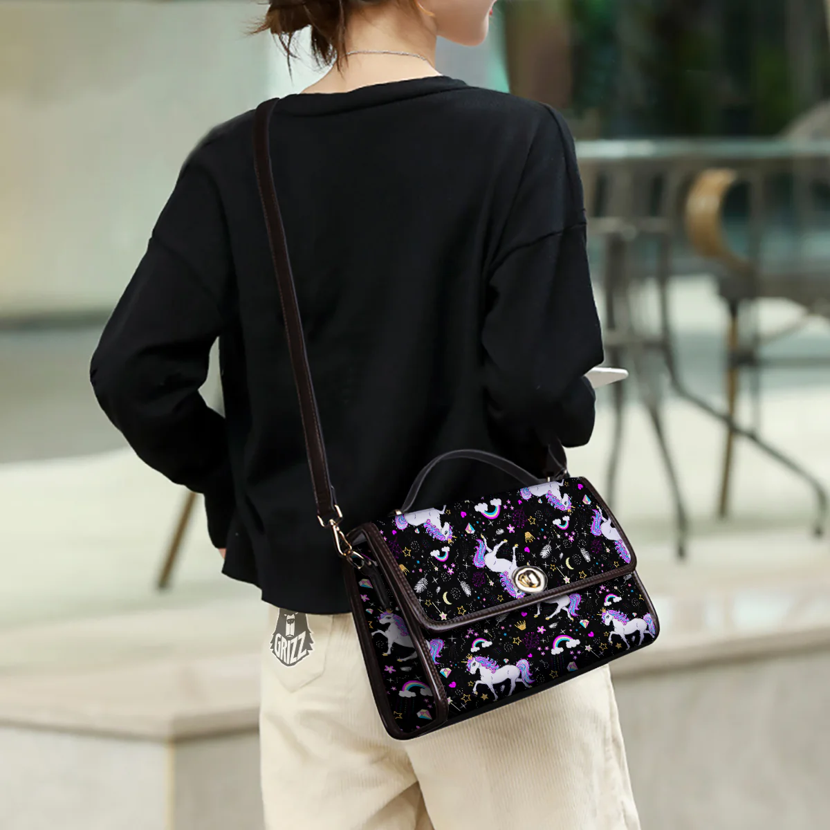 Cartoon Unicorn Dream Print Pattern Women's Satchel Bag - Image 3