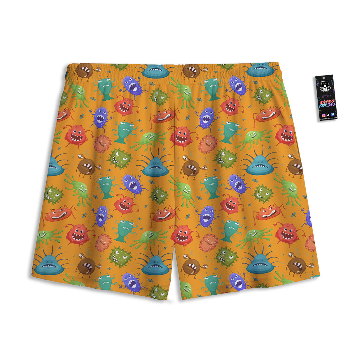 Cartoon Virus Print Pattern Mesh Shorts - Image 2