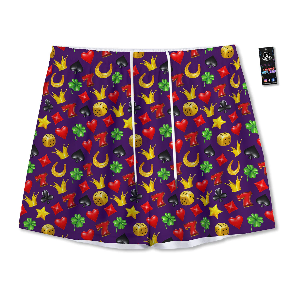 Casino 3D Gambling And Luck Print Pattern Mesh Shorts
