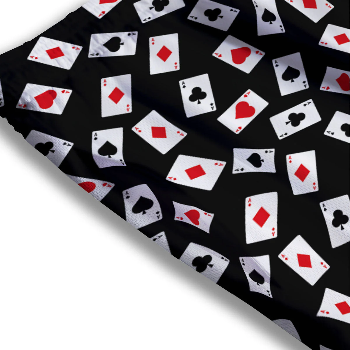 Casino Card Red And Black Print Pattern Mesh Shorts - Image 3