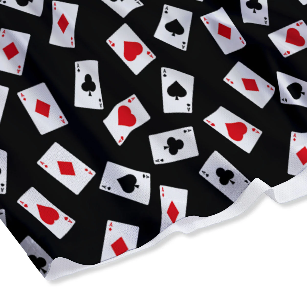 Casino Card Red And Black Print Pattern Mesh Shorts - Image 4