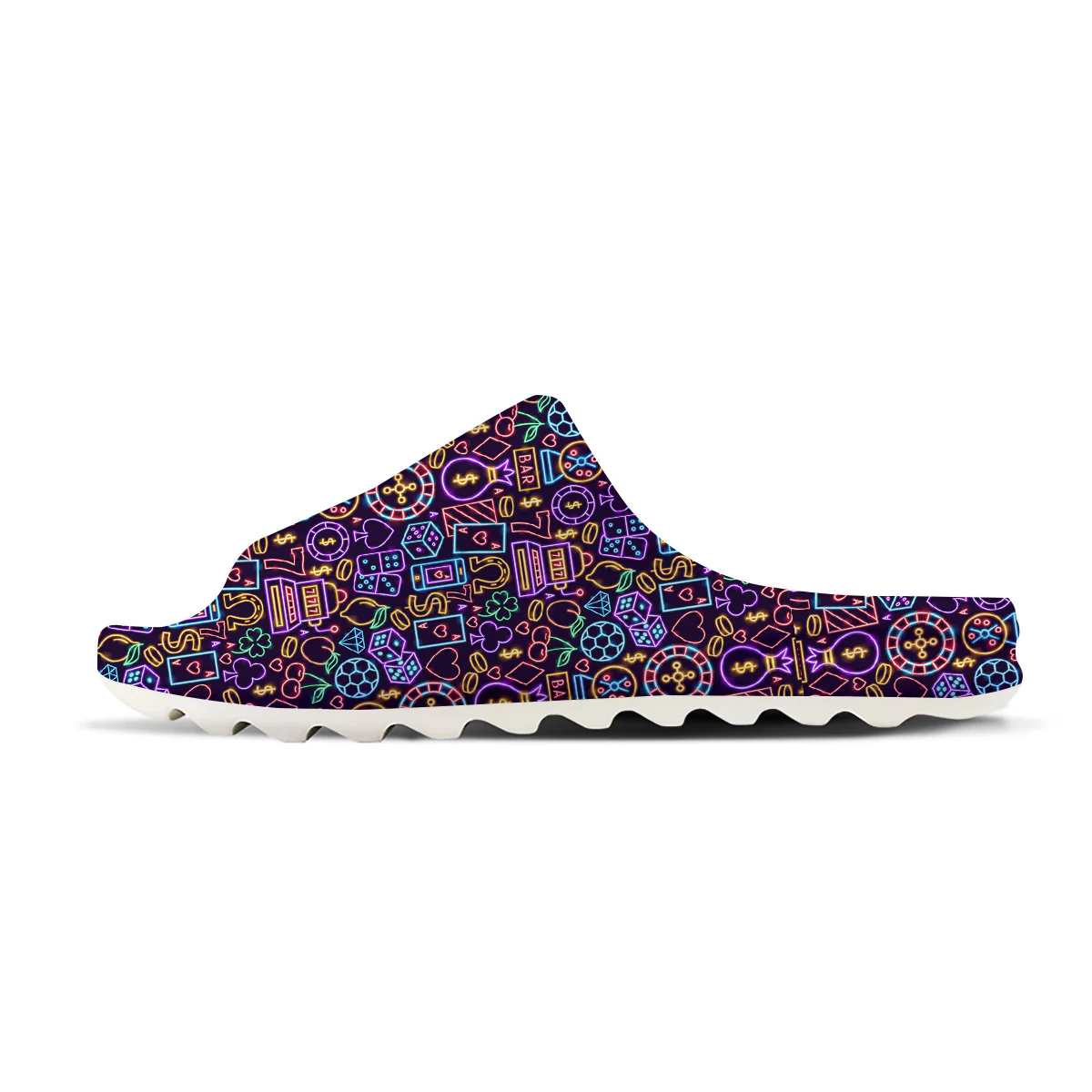 Casino Neon Night Sign Print Pattern Sandals - Image 4