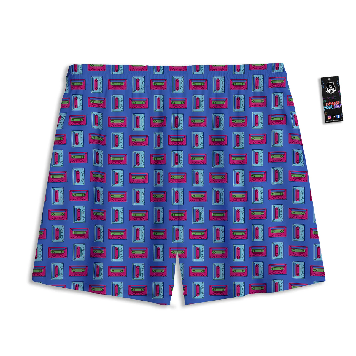 Cassette Pink And Blue Print Pattern Mesh Shorts - Image 2