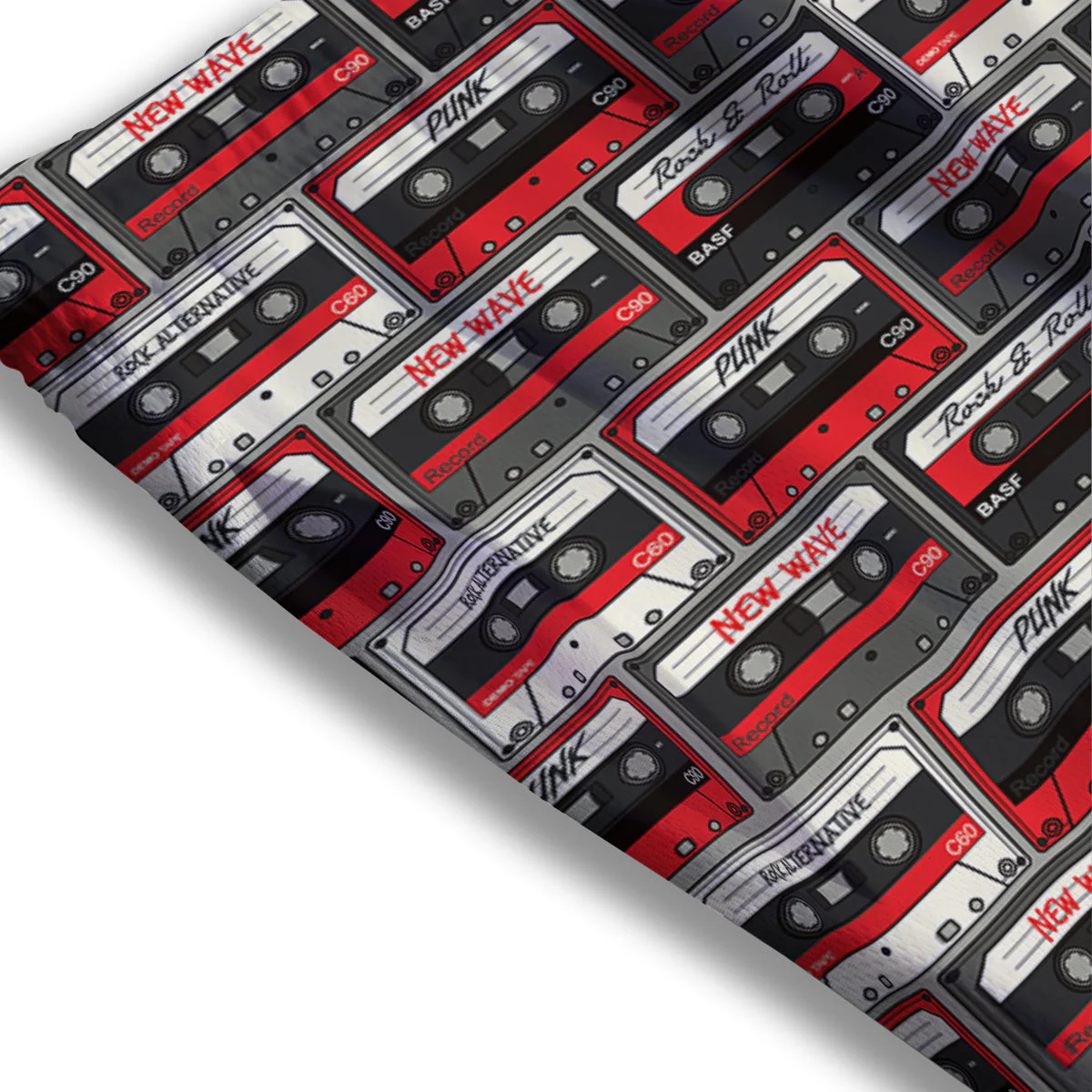 Cassette Red Punk Print Pattern Mesh Shorts - Image 3