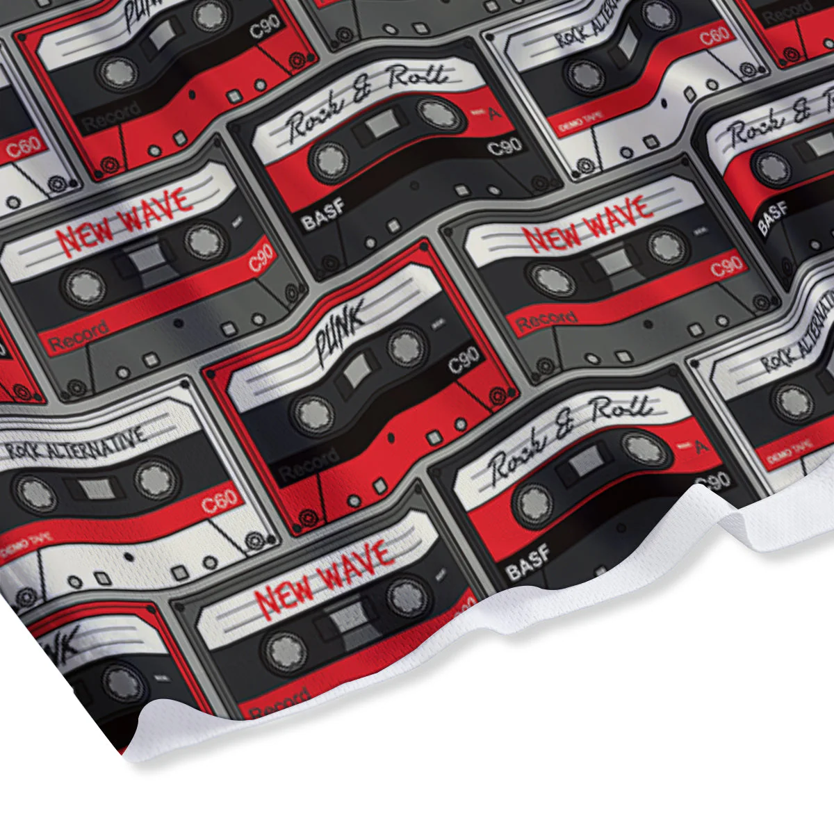 Cassette Red Punk Print Pattern Mesh Shorts - Image 4
