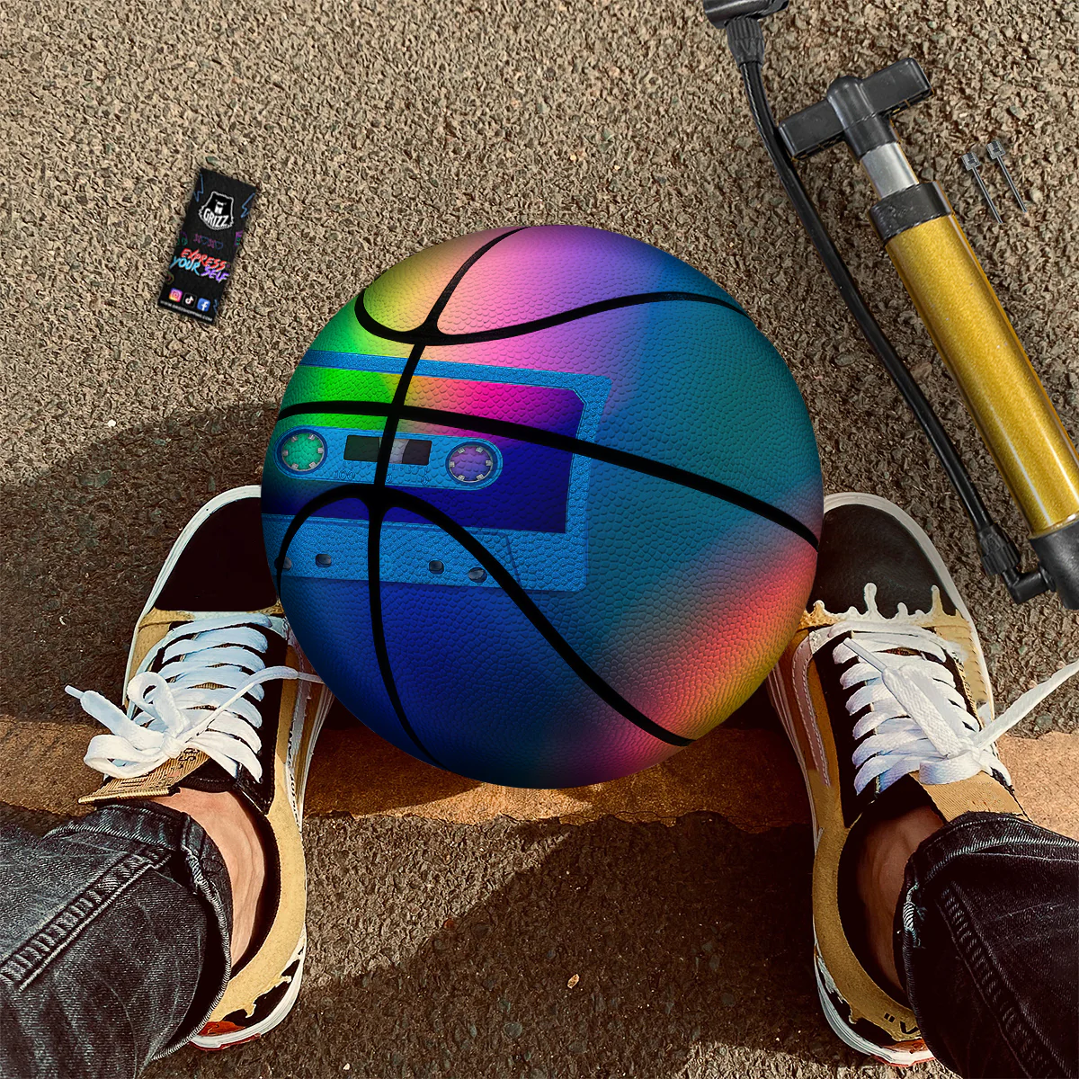 Cassette Tape Colorful Print Basketball - Image 3