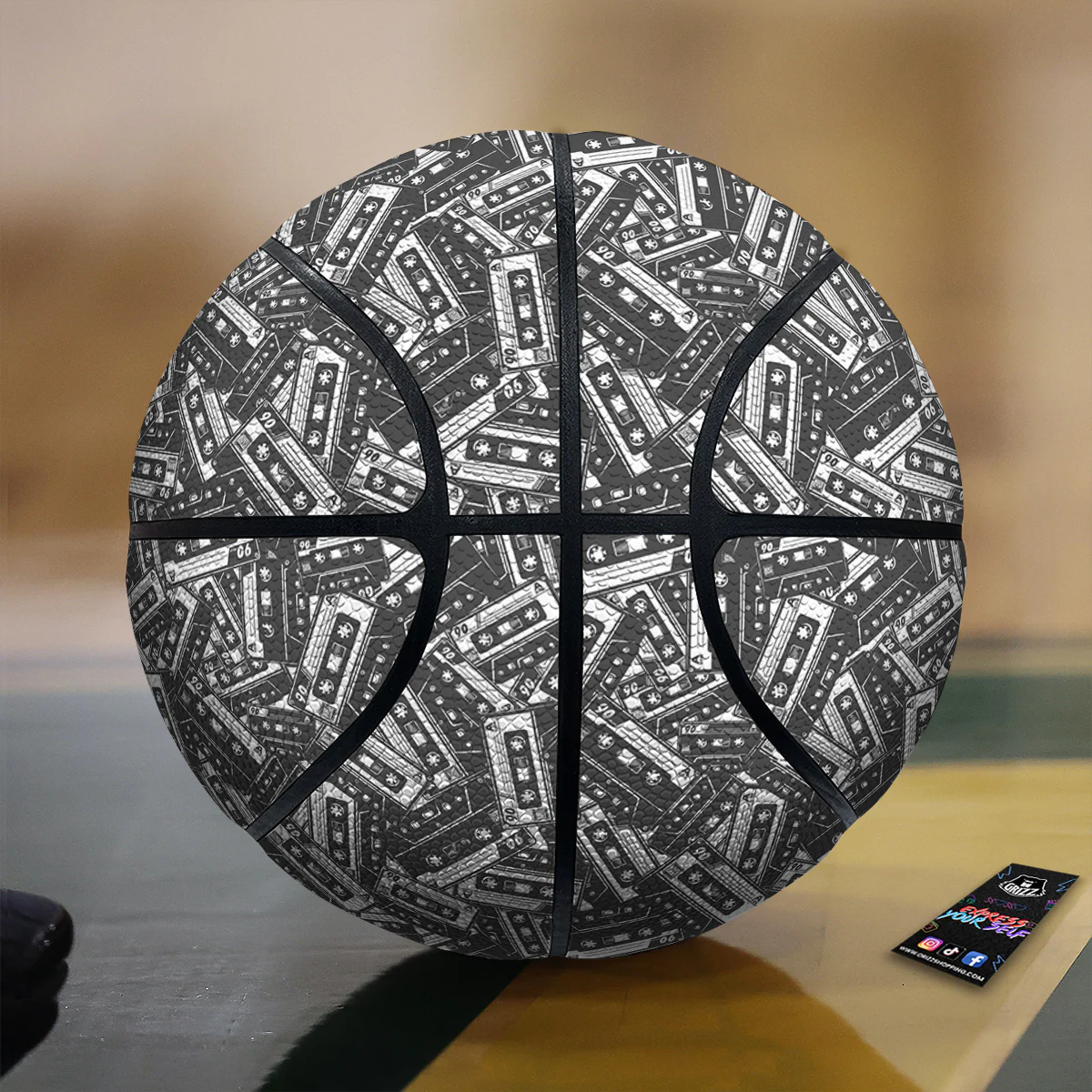 Cassette Tape Monochrome Print Pattern Basketball