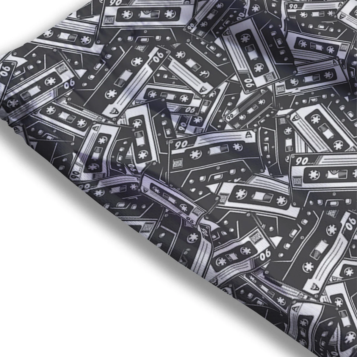 Cassette Tape Monochrome Print Pattern Mesh Shorts - Image 3