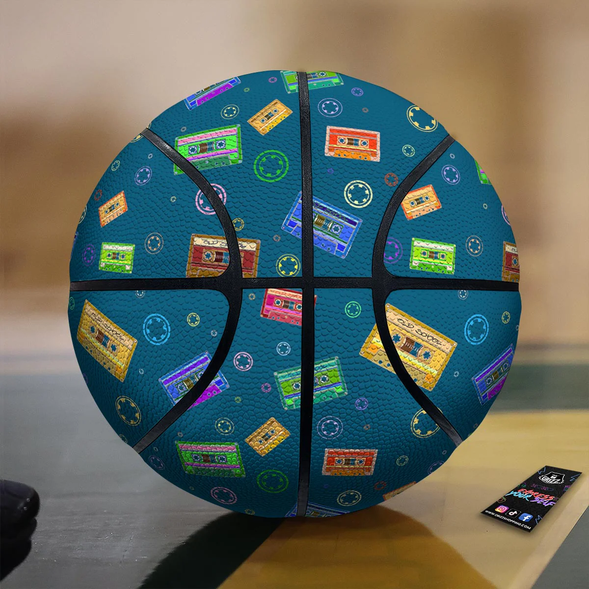 Cassette Tape Retro Print Pattern Basketball