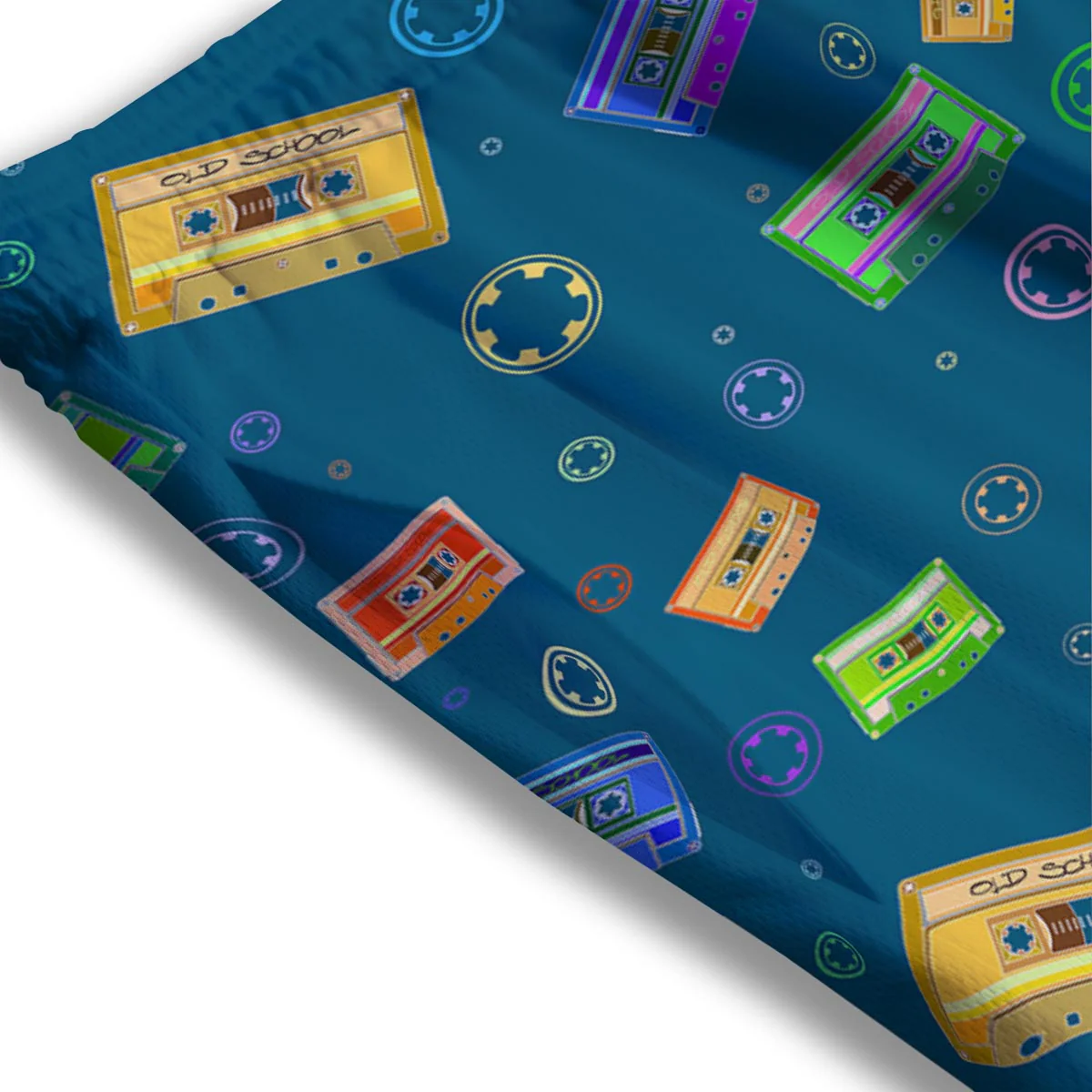 Cassette Tape Retro Print Pattern Mesh Shorts - Image 3
