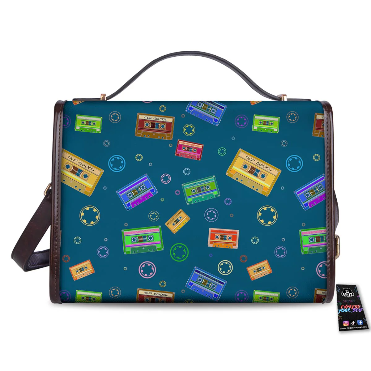 Cassette Tape Retro Print Pattern Women's Satchel Bag - Image 2