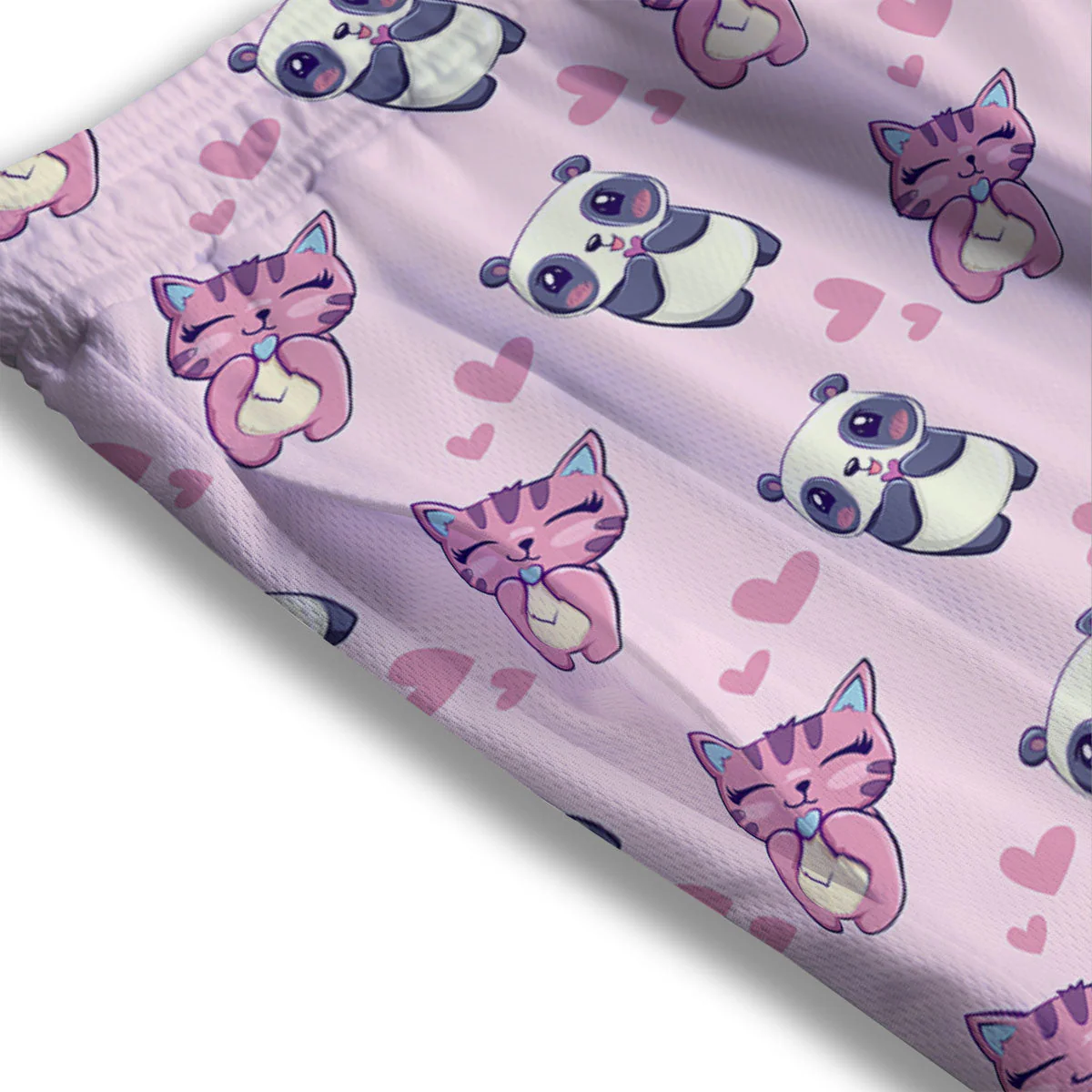 Cat And Panda Lover Print Pattern Mesh Shorts - Image 3