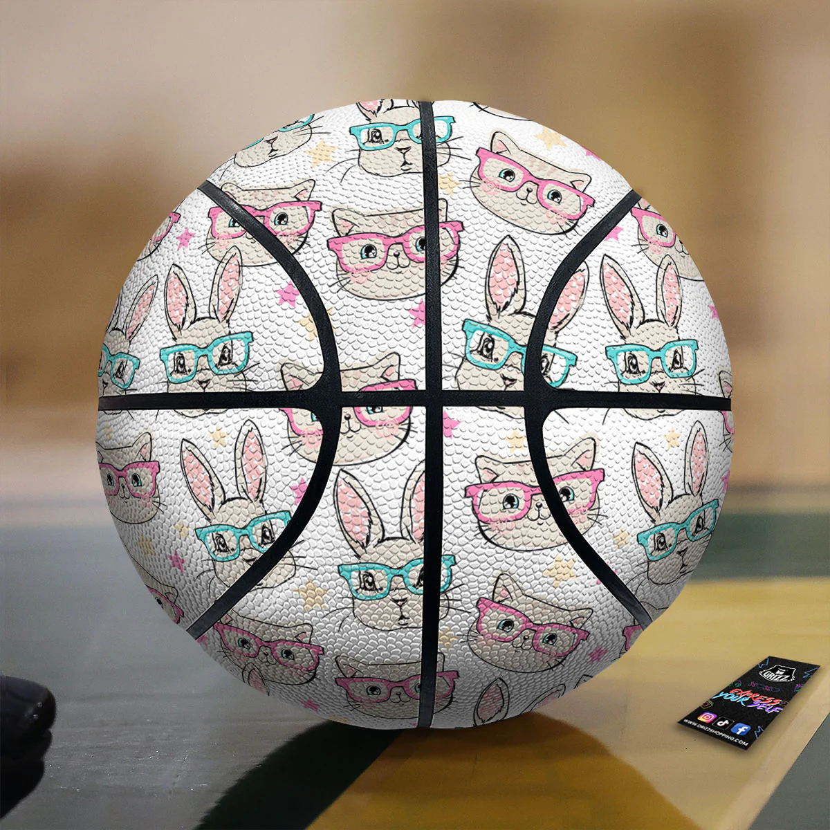 Cat And Rabbit Print Pattern Basketball