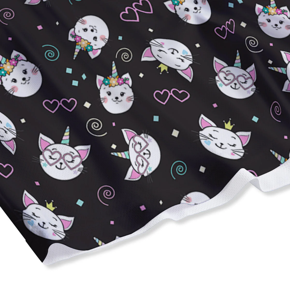 Cat Cute Black Print Pattern Mesh Shorts - Image 4