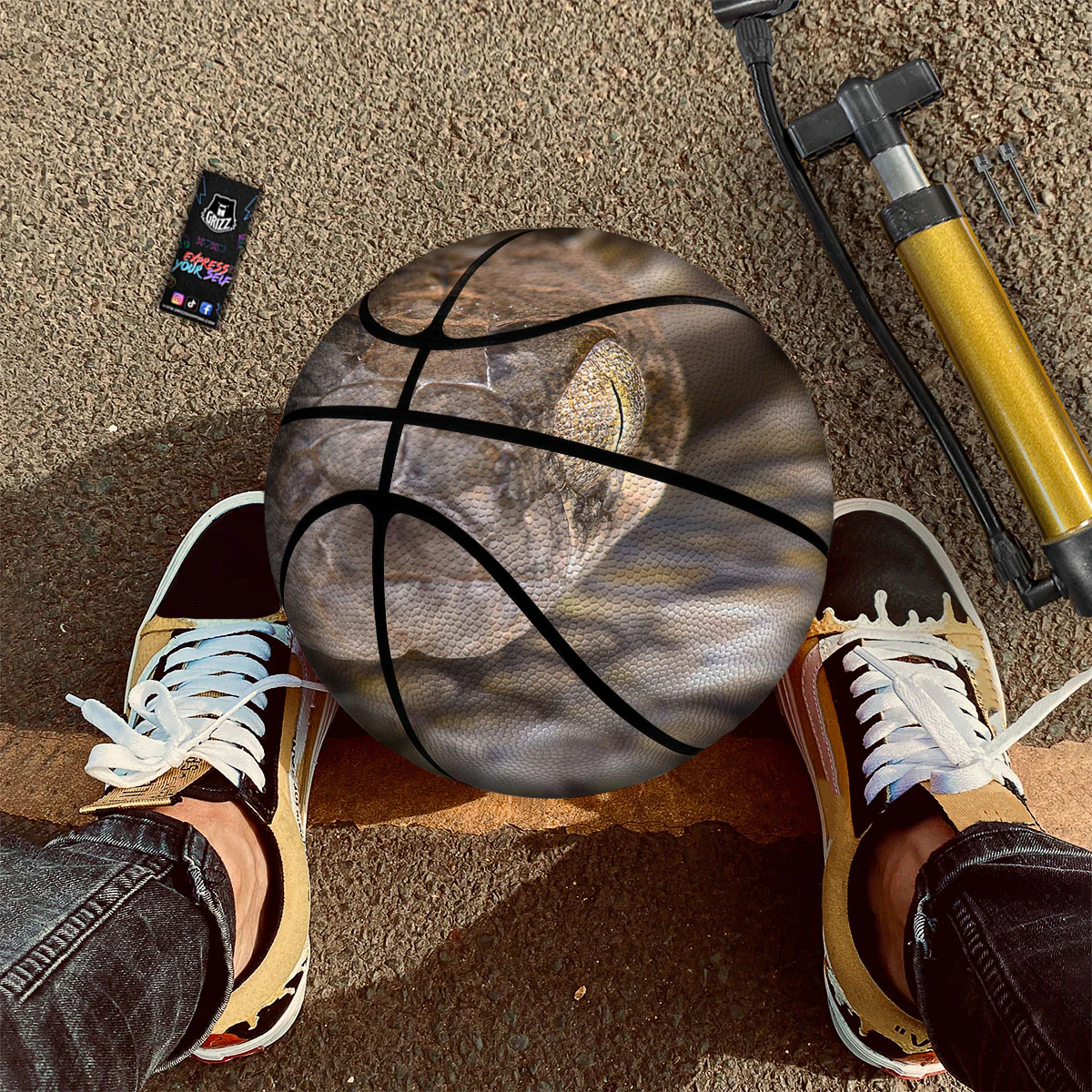 Cat Eyed Snake Malagasy Print Basketball - Image 2