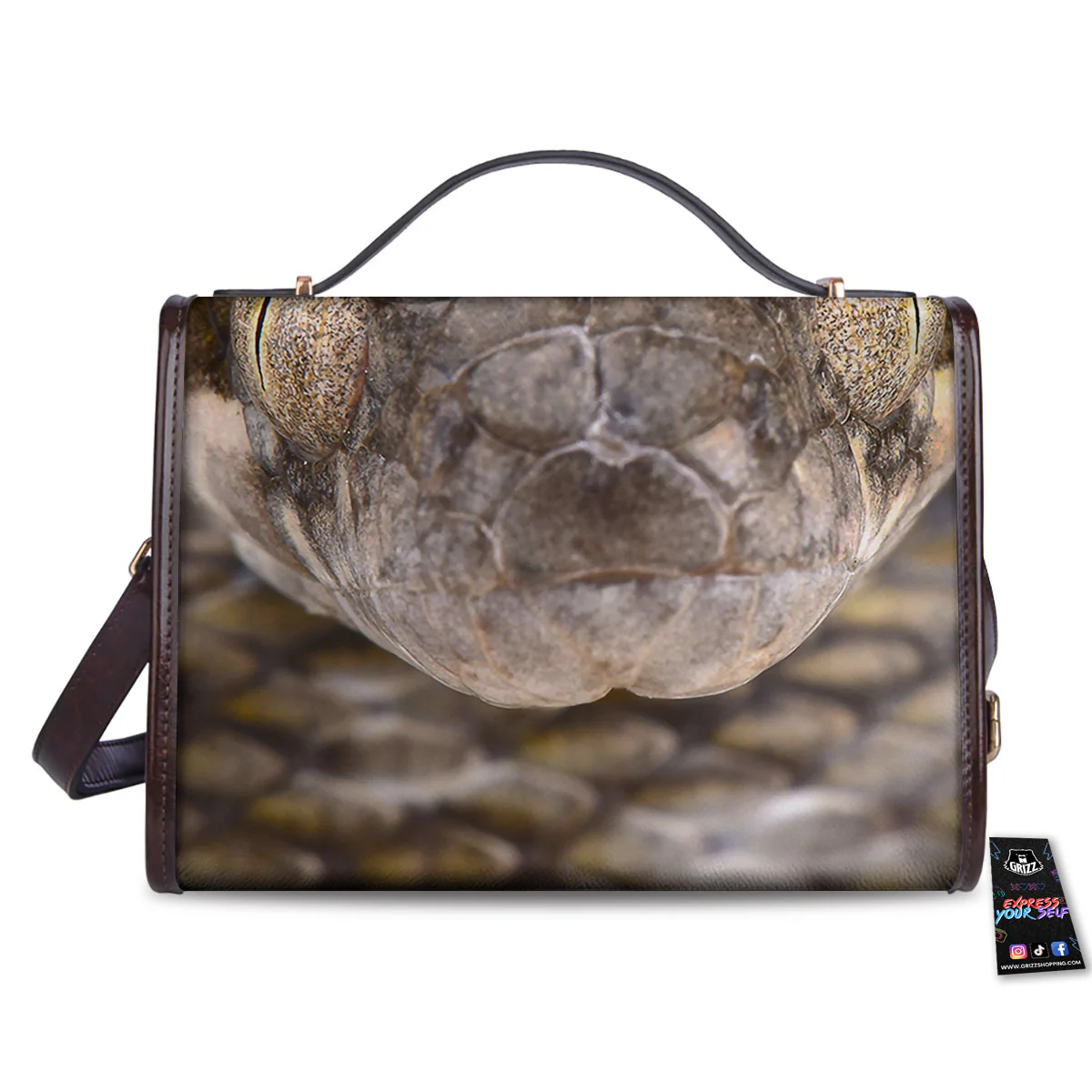 Cat Eyed Snake Malagasy Print Women's Satchel Bag - Image 2
