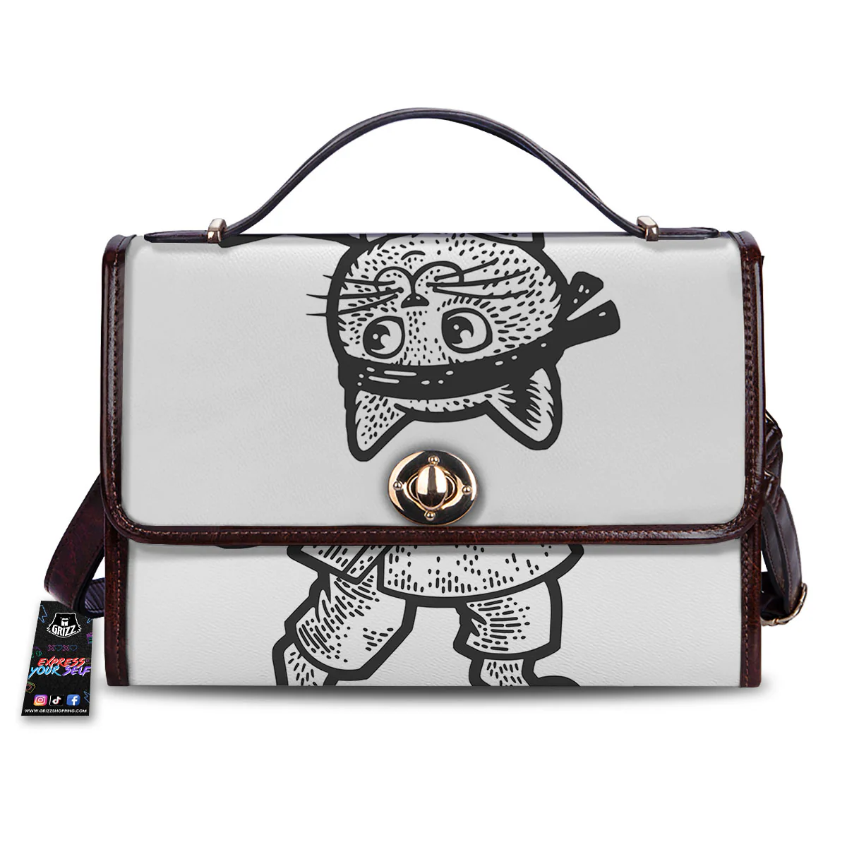 Cat Karate Print Women's Satchel Bag