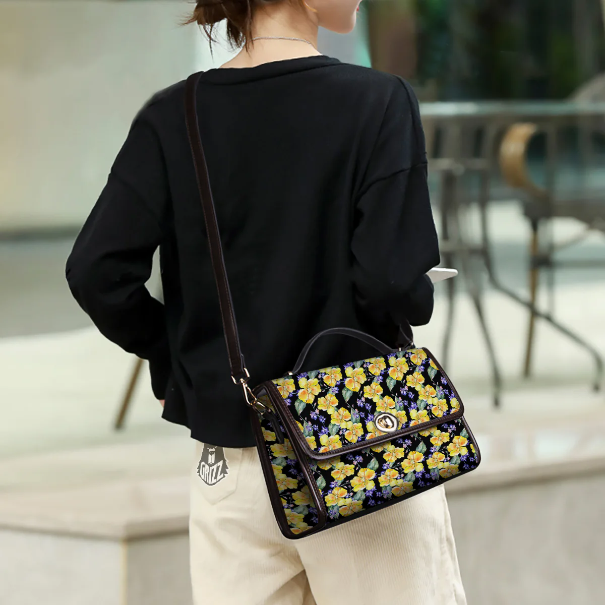 Cattleya Watercolor Print Pattern Women's Satchel Bag - Image 3
