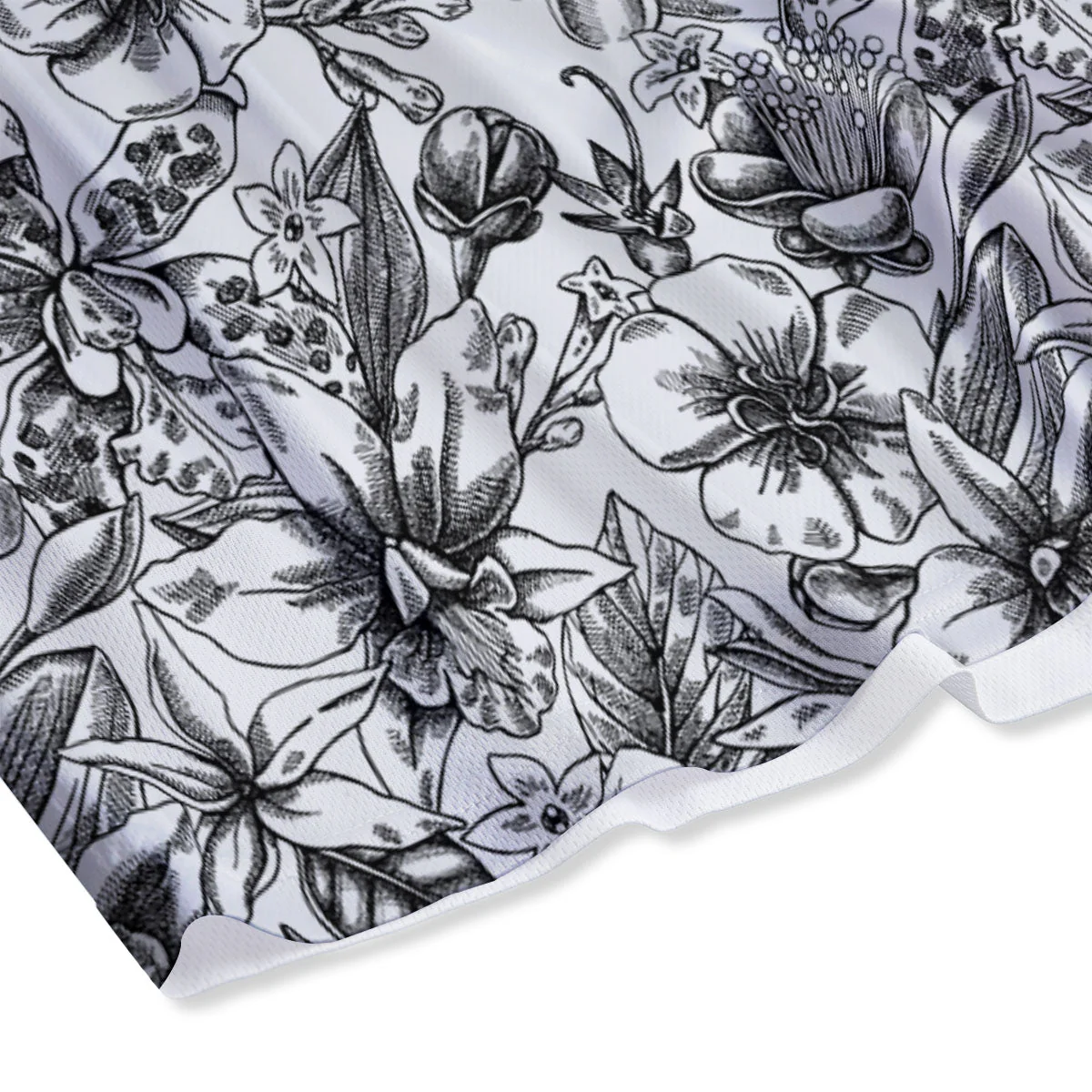 Cattleya White And Black Print Pattern Mesh Shorts - Image 4