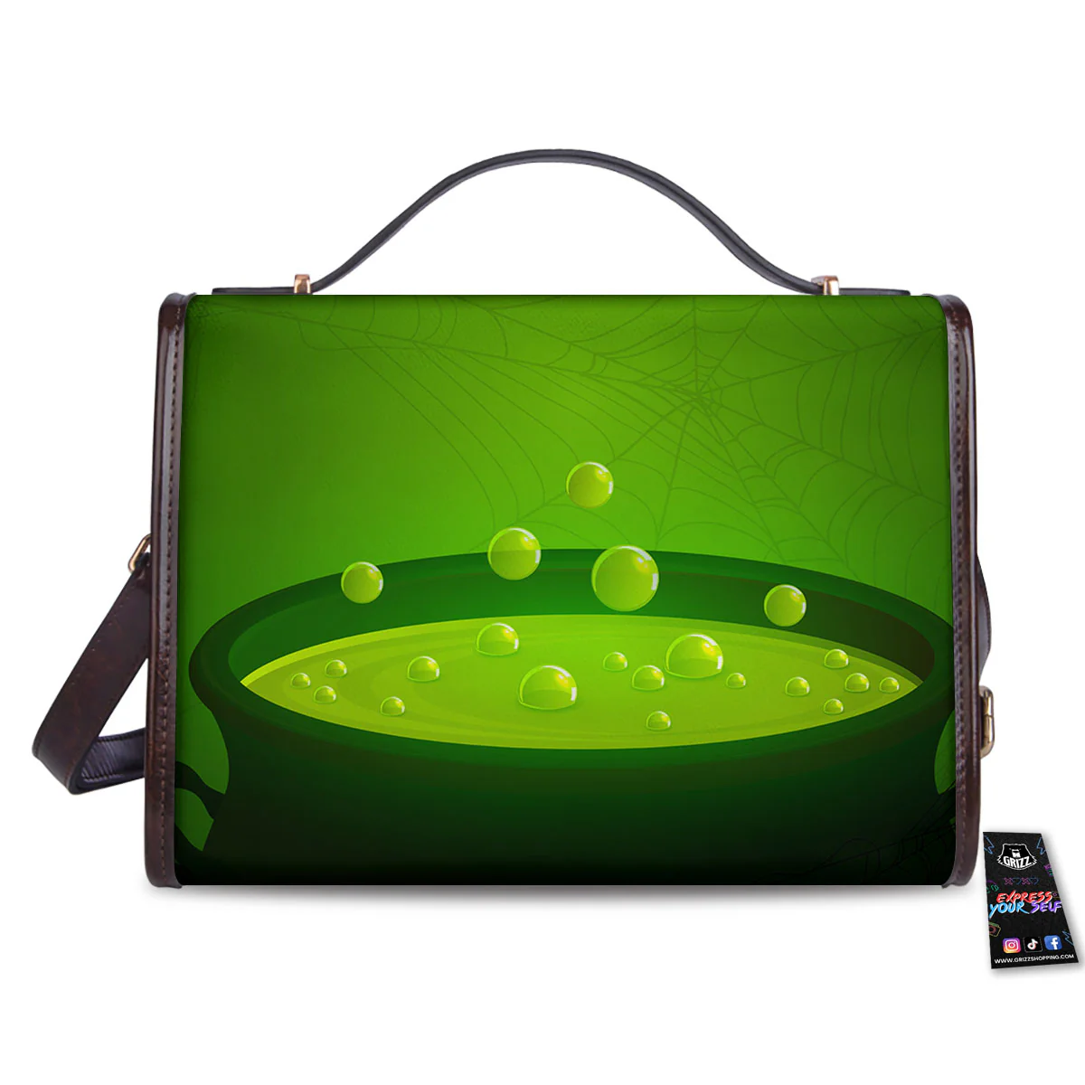 Cauldron And Witch Halloween Print Women's Satchel Bag - Image 2