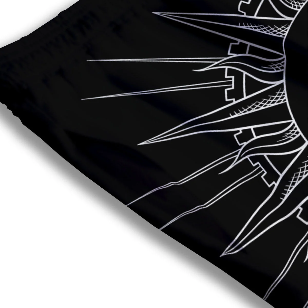 Celestial Sun White And Black Print Mesh Shorts - Image 3