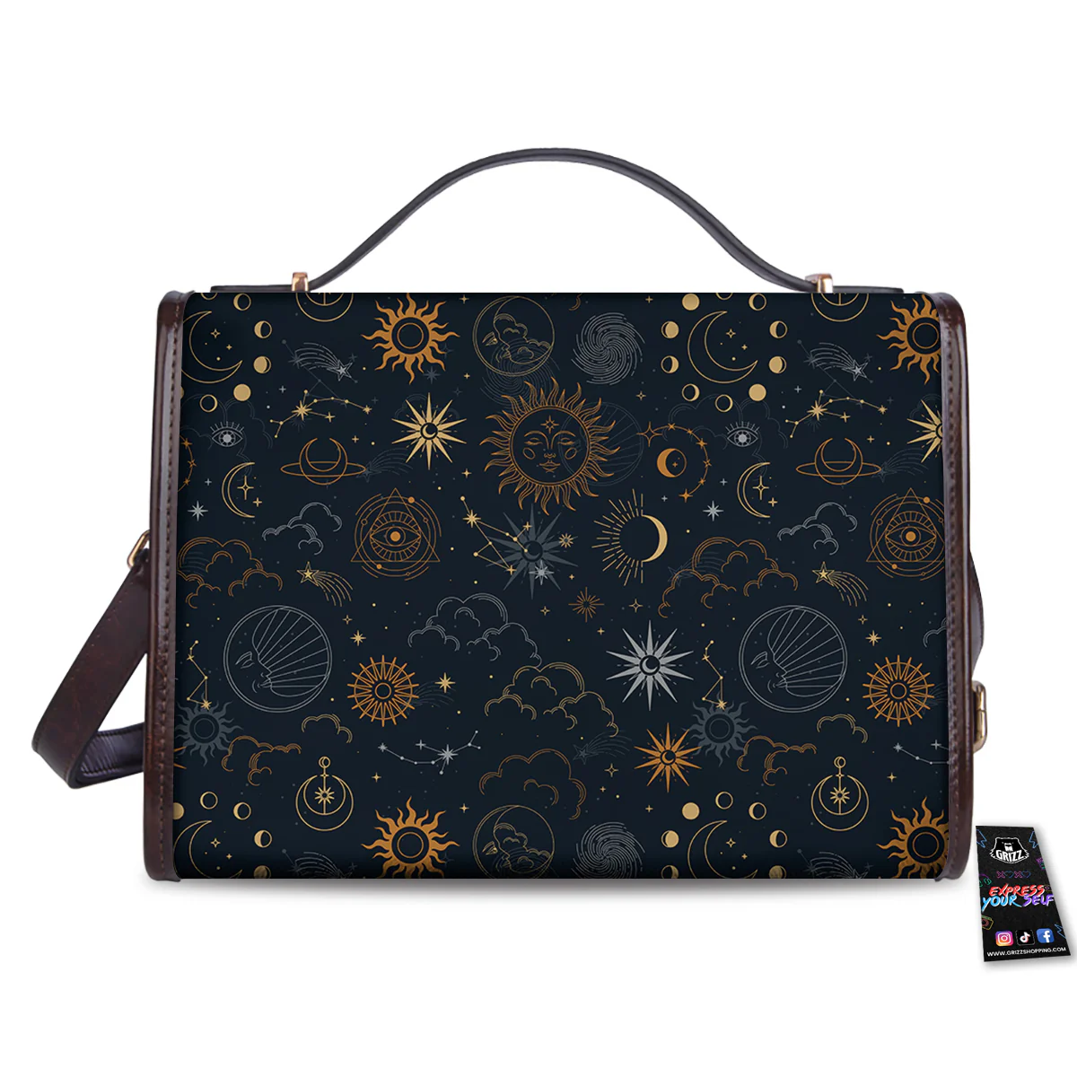 Celestial Vintage Print Pattern Women's Satchel Bag - Image 2