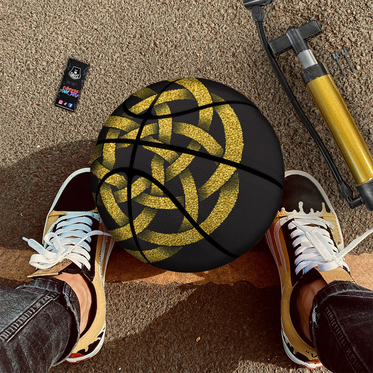 Celtic Knot Symbol Gold Circle Print Basketball - Image 2